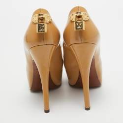 Louis Vuitton Beige Patent Leather Oh Really! Platform Pumps Size 37