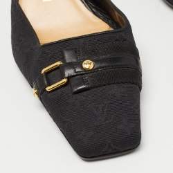 Louis Vuitton Black Monogram Canvas and Leather Slide Mules Size 38.5