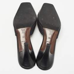 Louis Vuitton Black Monogram Canvas and Leather Slide Mules Size 38.5