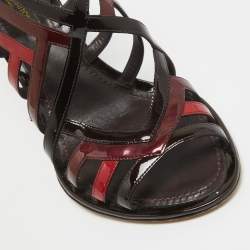 Pre Owned Louis Vuitton Multicolor Patent Strappy Sandals Size 37