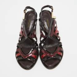 Pre Owned Louis Vuitton Multicolor Patent Strappy Sandals Size 37