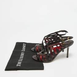 Pre Owned Louis Vuitton Multicolor Patent Strappy Sandals Size 37