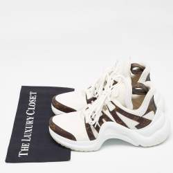 Louis Vuitton White Mesh and Monogram Canvas Archlight Sneakers Size 39