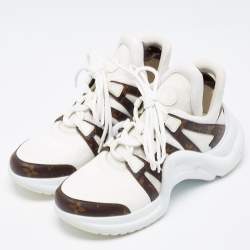 Louis Vuitton White Mesh and Monogram Canvas Archlight Sneakers Size 39