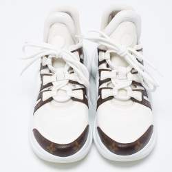 Louis Vuitton White Mesh and Monogram Canvas Archlight Sneakers Size 39