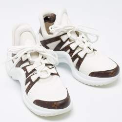 Louis Vuitton White Mesh and Monogram Canvas Archlight Sneakers Size 39