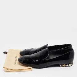 Louis Vuitton Black Patent Leather Studded Smoking Slipper Size 36.5