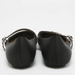 Louis Vuitton Black Satin Buckle Ballet Flats Size 37