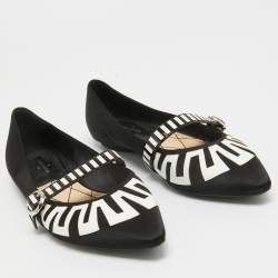 Louis Vuitton Black Satin Buckle Ballet Flats Size 37