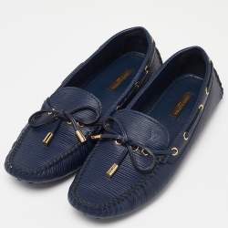 مملوكة مسبقًا Louis Vuitton Blue Epi Leather Bow Gloria Slip On Loafers Size 38