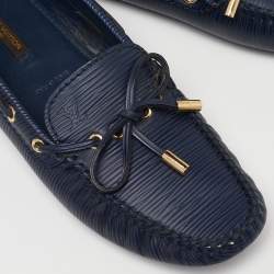 مملوكة مسبقًا Louis Vuitton Blue Epi Leather Bow Gloria Slip On Loafers Size 38