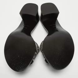 Louis Vuitton Black/White Denim Lock It Sandals Size 38.5