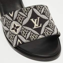 Louis Vuitton Black/White Denim Lock It Sandals Size 38.5