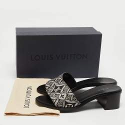 Louis Vuitton Black/White Denim Lock It Sandals Size 38.5