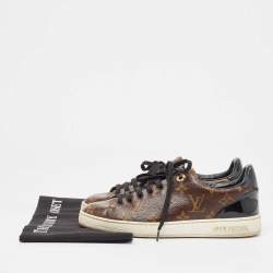 Louis Vuitton Brown/Black Monogram Canvas and Patent Leather Frontrow Sneakers Size 37