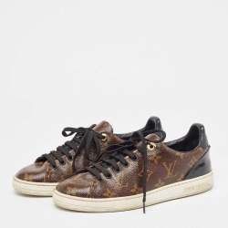Louis Vuitton Brown/Black Monogram Canvas and Patent Leather Frontrow Sneakers Size 37