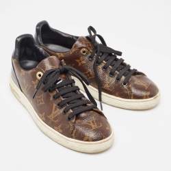 Louis Vuitton Brown/Black Monogram Canvas and Patent Leather Frontrow Sneakers Size 37