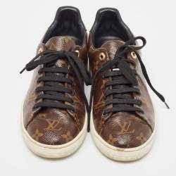 Louis Vuitton Brown/Black Monogram Canvas and Patent Leather Frontrow Sneakers Size 37