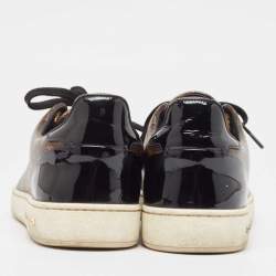 Louis Vuitton Brown/Black Monogram Canvas and Patent Leather Frontrow Sneakers Size 37