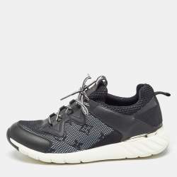 Louis Vuitton Black Monogram Mesh and Leather Aftergame Low Top Sneakers Size 36.5