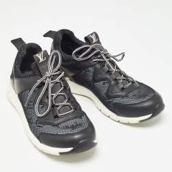 Louis Vuitton Black Monogram Mesh and Leather Aftergame Low Top Sneakers Size 36.5