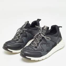 Louis Vuitton Black Monogram Mesh and Leather Aftergame Low Top Sneakers Size 36.5