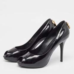 Pre Owned Louis Vuitton Black Patent Lock It Pumps Size 39.5