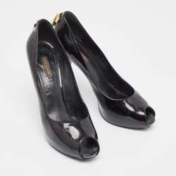 Pre Owned Louis Vuitton Black Patent Lock It Pumps Size 39.5