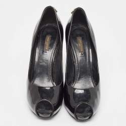 Pre Owned Louis Vuitton Black Patent Lock It Pumps Size 39.5