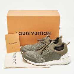 Louis Vuitton Green/White Leather and Mesh Aftergame Sneakers Size 37.5