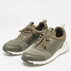 Louis Vuitton Green/White Leather and Mesh Aftergame Sneakers Size 37.5