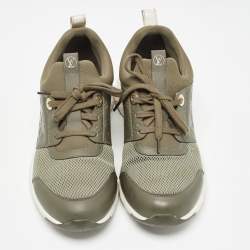 Louis Vuitton Green/White Leather and Mesh Aftergame Sneakers Size 37.5