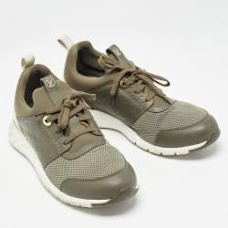 Louis Vuitton Green/White Leather and Mesh Aftergame Sneakers Size 37.5