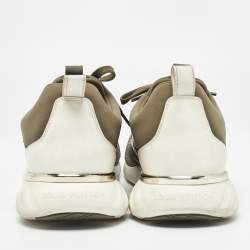 Louis Vuitton Green/White Leather and Mesh Aftergame Sneakers Size 37.5
