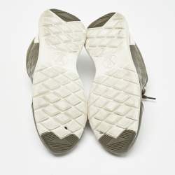 Louis Vuitton Green/White Leather and Mesh Aftergame Sneakers Size 37.5