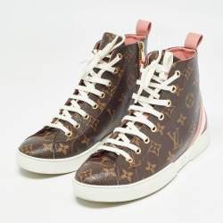 Louis Vuitton Brown Monogram Canvas and Leather High Top Sneakers Size 37