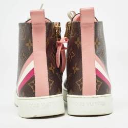 Louis Vuitton Brown Monogram Canvas and Leather High Top Sneakers Size 37