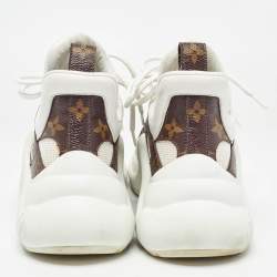 Louis Vuitton White/Brown Monogram Canvas and Mesh Archlight Low Top Sneakers Size 37