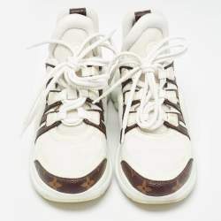 Louis Vuitton White/Brown Monogram Canvas and Mesh Archlight Low Top Sneakers Size 37