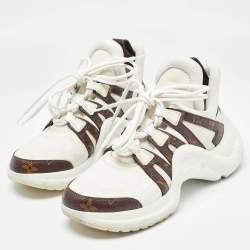 Louis Vuitton White/Brown Monogram Canvas and Mesh Archlight Low Top Sneakers Size 37