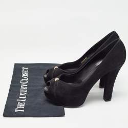 Louis Vuitton Black Suede Kimono Peep Toe Pumps Size 35.5