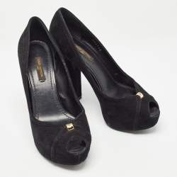 Louis Vuitton Black Suede Kimono Peep Toe Pumps Size 35.5