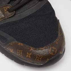 Louis Vuitton Black/Brown Fabric and Monogram Canvas Low Top Sneakers Size 38