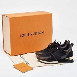 Louis Vuitton Brown/Black Mesh and Monogram Canvas Run Away Low Top Sneakers Size 36