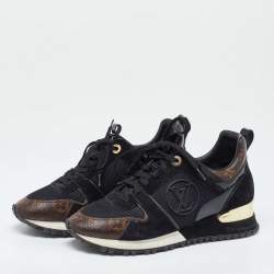 Louis Vuitton Brown/Black Mesh and Monogram Canvas Run Away Low Top Sneakers Size 36