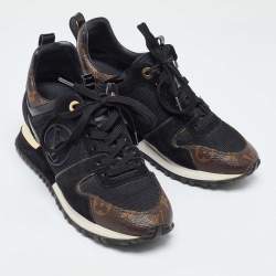 Louis Vuitton Brown/Black Mesh and Monogram Canvas Run Away Low Top Sneakers Size 36
