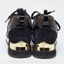 Louis Vuitton Brown/Black Mesh and Monogram Canvas Run Away Low Top Sneakers Size 36