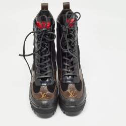 مملوكة مسبقًا Louis Vuitton Brown/Black Suede Laureate Combat Boots Size  36