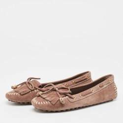 Louis Vuitton Brown Suede Oxford Loafers Size 37.5    