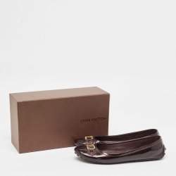 Pre Owned Louis Vuitton Burgundy Patent Oxford Ballet Flats Size 40.5